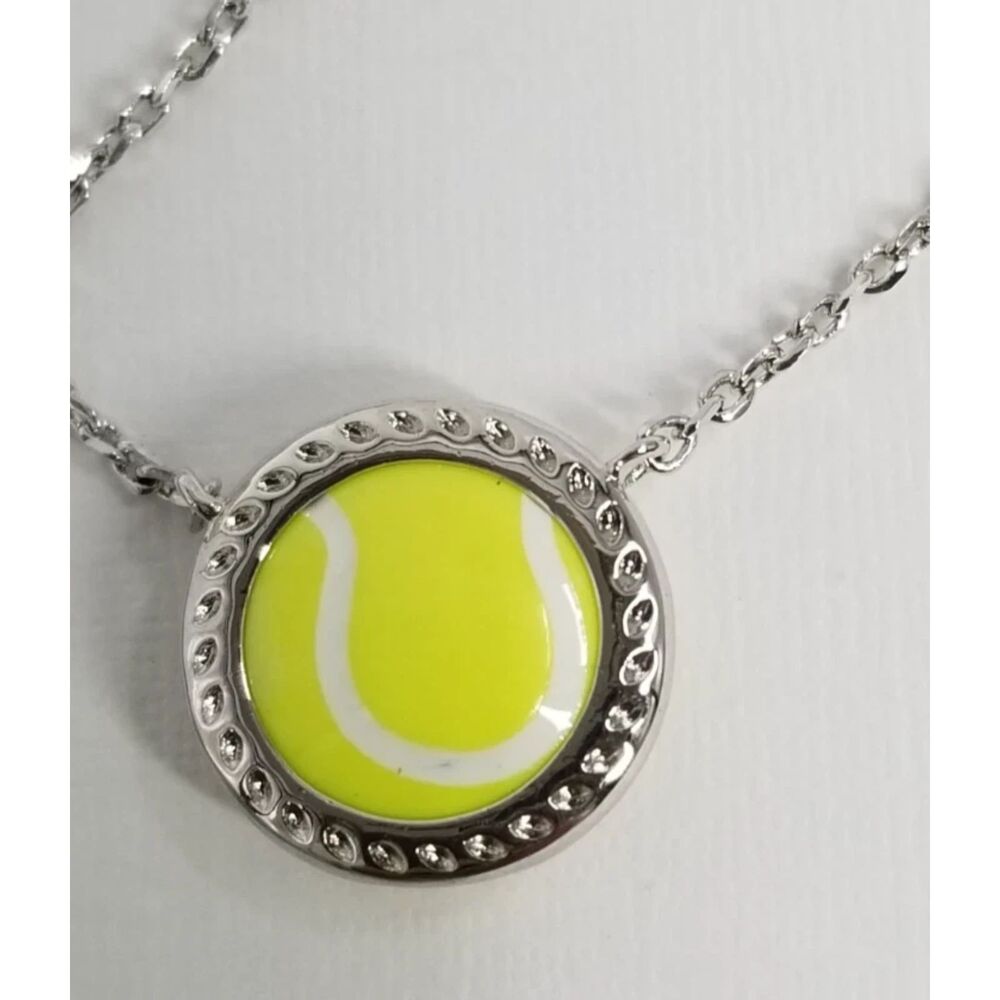 NWT Kendra Scott Tennis Silver Short Pendant Necklace in Chartreuse - Picture 7 of 12